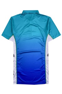 Order Gradient Color Men's Short Sleeve Polo Shirt Customized Shirt Side Stitching Activities Dye Sublimation Polo Shirt Three Buttons Dye Sublimation Garment Factory P1434 front view
